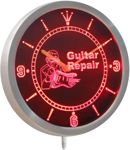 Vista 2 de ADVPRO nc0439-b Reloj de pared LED con signo de neón para reparación de guitarra, regalo