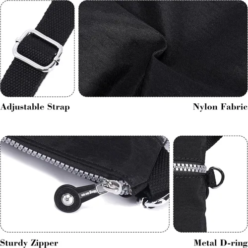 Vista 5 de AOCINA Bolsos cruzados de nailon para mujer, con múltiples bolsillos, bolso cruzado pequeño, ligero, de viaje, para teléfono, bolsos de hombro