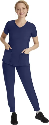 Vista 3 de Healing Hands Jogger Scrubs for Women Six Pocket Tara Scrub Pant 9233 Purple Label