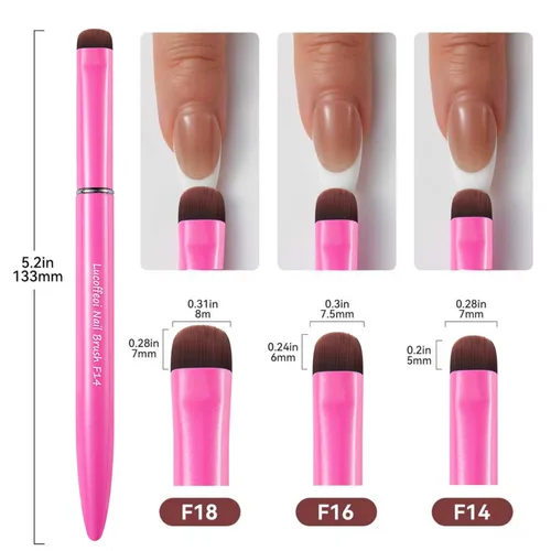 Vista 7 de Brocha de punta francesa - Kolinsky Sable Nail Art para Polygel & Clean Up Rosa