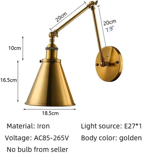 Vista 2 de LED Wall Sconce Nordic Gold Folding Lamp Retro Industrial Home Decor Restaurant Coffee Shop Milk Study Light
