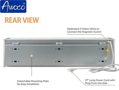 Vista 7 de Awoco Elegant - Cortina de aire interior de 2 velocidades de 25,5 m³/min / 900 CFM con interruptor de puerta magnético de fácil instalación