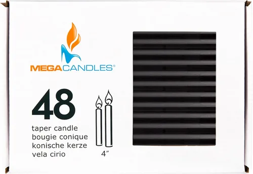 Vista 3 de Mega Candles 48 velas cónicas negras rectas sin perfume, vela de cera vertida a mano de 4 x 3/4 pulgadas, decoración del hogar, recepciones de boda
