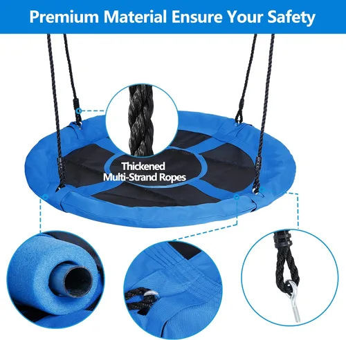 Vista 7 de SUPER DEAL Columpio de Árbol de 40 Pulgadas, Columpio Platillo Volador para Niños al Aire Libre, Capacidad de Peso de 800 Libras, Tela Textilene