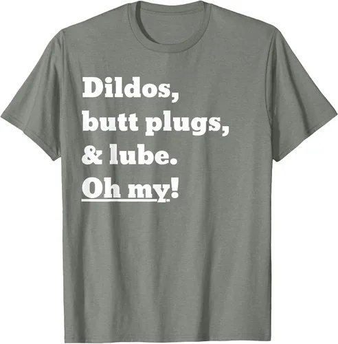Vista 30 de Consoladores, tapones para los glúteos y lubricante. Camiseta Oh My! Azul bebé