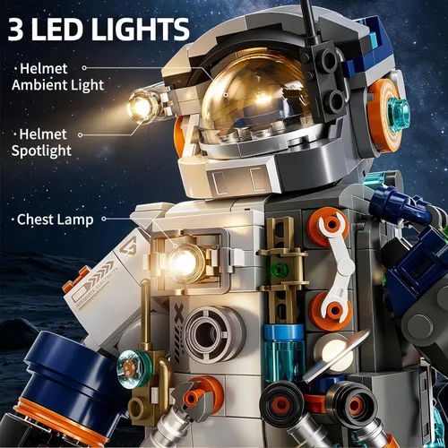 Vista 2 de Juego de construcción de astronauta espacial con luces LED y robot espacial