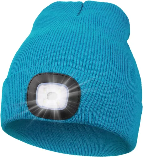 Vista 33 de MELASA Gorro unisex con luz, recargable por USB, manos libres, gorro LED, regalos de invierno para hombres Tinte amarillo albaricoque