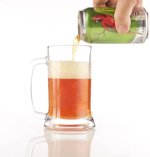 Vista 7 de Taza de cerveza alemana con hoyuelos, 19 onzas de grosor, tazas de cerveza de vidrio con asa, perfectas para fiestas de Oktoberfest, taza de amantes