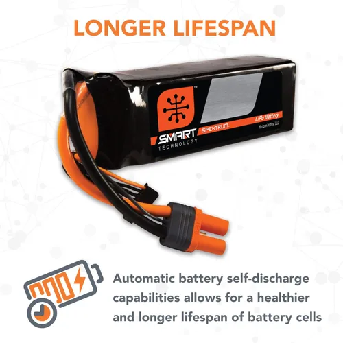 Vista 5 de Spektrum Batería inteligente RC LiPo: 3200mAh 3S 11.1V 30C con conector IC3 (compatible con EC3), SPMX32003S30, negro