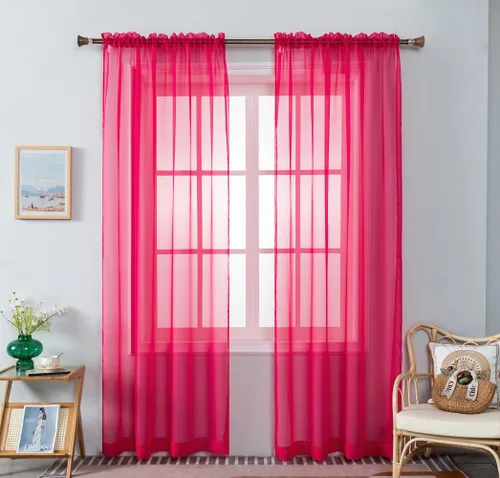 Vista 31 de WPM - Cortinas traslúcidas de color beige de 60 pulgadas de ancho x 95 pulgadas de largo, 2 paneles tratamiento de ventana para sala de estar
