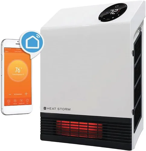 Vista 16 de Heat Storm - Calentador infrarrojo de pared HS-1000-WX para interiores, ahorrador de espacio, 1000 vatios, con control remoto, rejilla segura al Gris