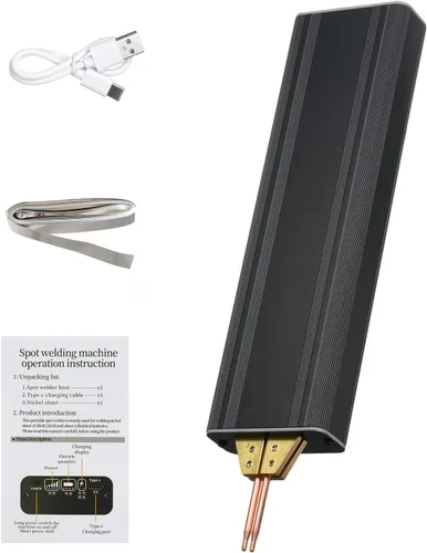 Vista 7 de Shkalacar Soldador por puntos portátil, soldador de punto de mano ajustable de 5 engranajes 0.1 ~ 0.006 in de grosor, hoja de níquel, carga USB
