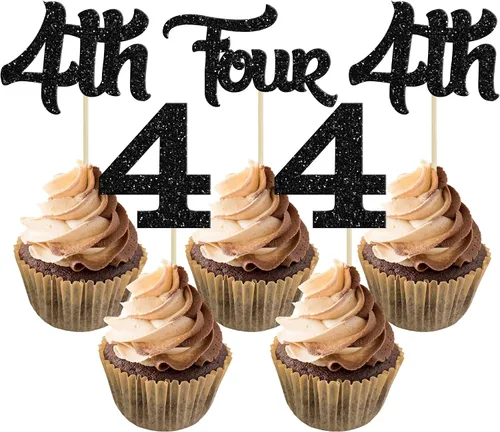 Vista 18 de 24 adornos para cupcakes de primer cumpleaños con purpurina para decoración de pastel de primer cumpleaños, selecciones de cupcakes para niños, baby