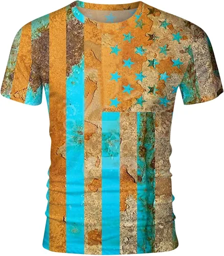 Vista 2 de RTRDE Men's Shirts T-Shirt Graphic Text 3D Printing Street Casual Short Sleeve Down Printed Clothing Basic T-Shirts