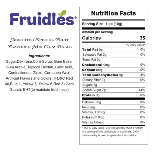 Vista 2 de Fruidles Surtido de bolas de goma de mascar con sabor especial a frutas, golosinas de bufé de dulces, recambios de tamaño de máquina, Parve