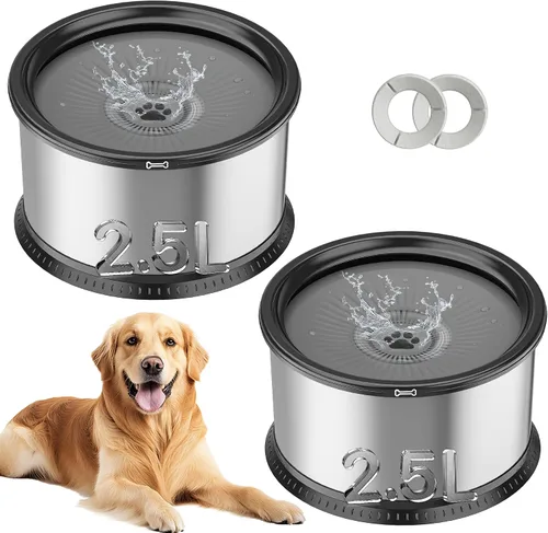 Vista 13 de Tazón de agua para perros sin derrames de 4.5L, juego de cuencos Comedero de gran capacidad, a prueba de salpicaduras, con alfombrilla B-Negro