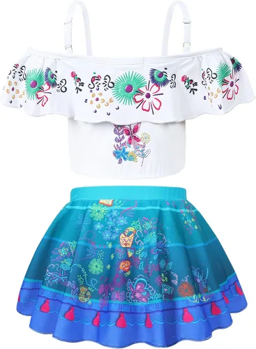 Vista 2 de Jurebecia Traje de baño de 2 piezas para niñas bikini Mirabel Isabella Pepa Dolores traje de baño tankini mágico para la familia y aventuras