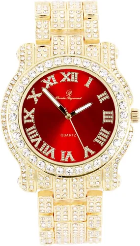 Vista 81 de Charles Raymond Bling-ed Out Ultimate Hip Hop Royalty Reloj para hombre con número romano de fácil lectura o indicadores de tiempo de diamantes