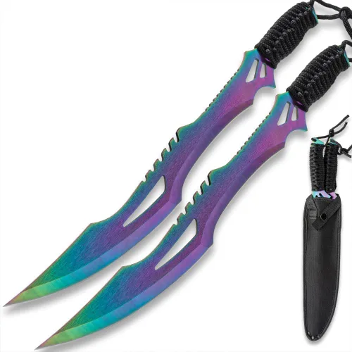 Vista 11 de BUDK Blue Guardian - Juego de machetes gemelos con funda Cuchillas de acero inoxidable de 11 pulgadas