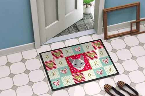 Vista 4 de Caroline's Treasures CK5139MAT Ojos Azules Cat Love Felpudo de 18 x 27 pulgadas, tapete rojo para puerta delantera, para interiores y exteriores