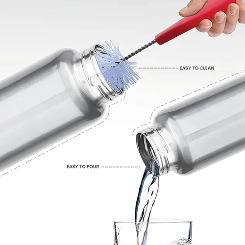 Vista 5 de MILTON Aqua - Botella de agua de acero inoxidable 1000, 32.1 fl oz, plateado, a prueba de fugas, botella de oficina, botella de gimnasio, hogar Plata