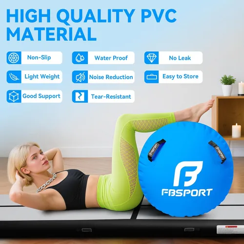 Vista 5 de FBSPORT Air Roller Gymnastics Barrel, Inflatable Gymnastics Air Roller Inflatable Air Gymnastics Mat for Yoga Cheerleading Training Home Outdoor