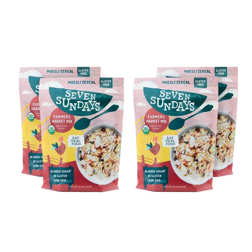 Vista 18 de Seven Sundays Farmers Market - Cereal orgánico Muesli de grosella y almendra, bolsa de 12 onzas, certificado sin gluten, sin OMG, sin azúcar