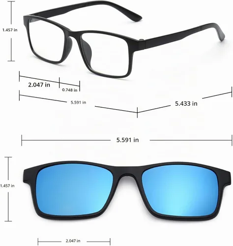 Vista 6 de JIM HALO 5 lentes de sol polarizados con clip magnético, marco de plástico Estilo Rectángulo 2247
