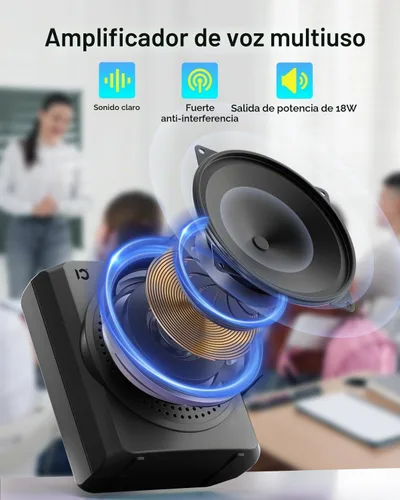 Vista 5 de SHIDU Amplificador de voz portátil de 18 W para profesores, amplificador de voz con micrófono de solapa inalámbrico, micrófono Bluetooth y altavoz