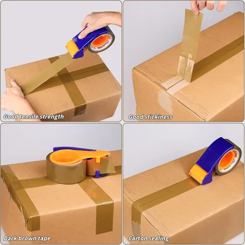 Vista 6 de Oleitodh 36 rollos de cinta de embalaje marrón con dispensador, cinta de envío resistente de 1.88 pulgadas x 60 yardas, repuestos de cinta