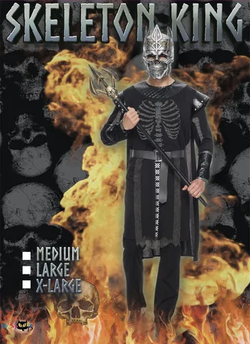 Vista 2 de EraSpooky Disfraz de esqueleto de rey para hombre, disfraz de caballero oscuro para Halloween
