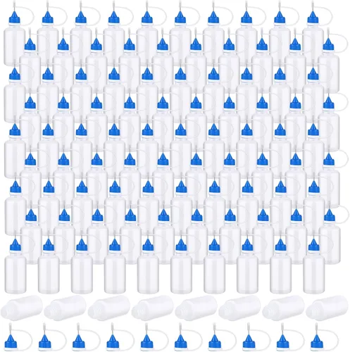 Vista 10 de Zhehao 100 unidades de 1.0 fl oz/1 oz con punta de aguja negra con pegamento para botella, aplicador de punta de precisión, botella de plástico a