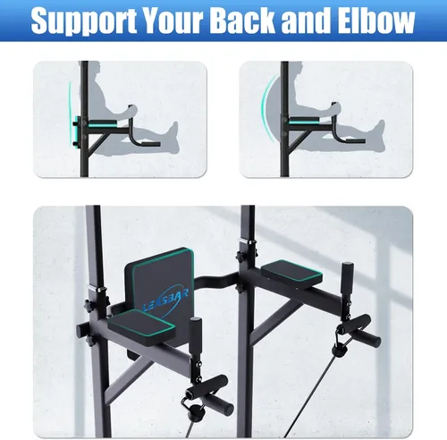 Vista 11 de Pull Up Dip Station for Home Gym, Power Tower with Backrest, Adjustable Height Pull Up Bar Stand, Multifunctional Strength Training Fitness Workout