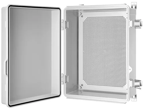 Vista 18 de Caja de conexiones Gratury, carcasa de plástico impermeable IP67 para proyectos eléctricos, cubierta con bisagras gris, incluye placa de montaje