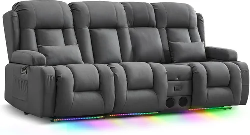 Vista 34 de TUNYI - Sofá reclinable de dos plazas con masaje y calor