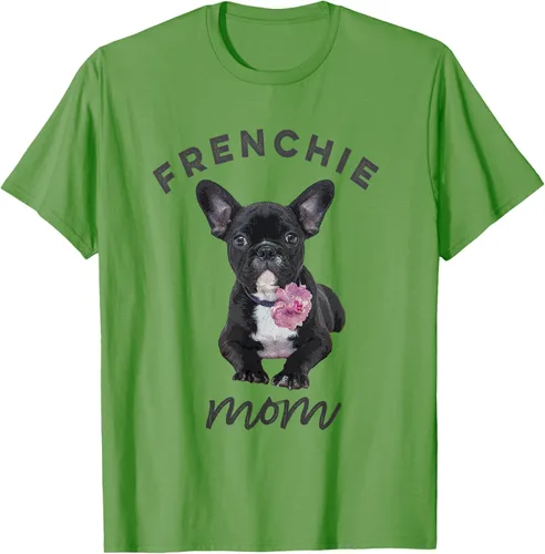 Vista 18 de Camiseta Bulldog Francés para Mujer, Frenchie Mom, Flor, Negro, S