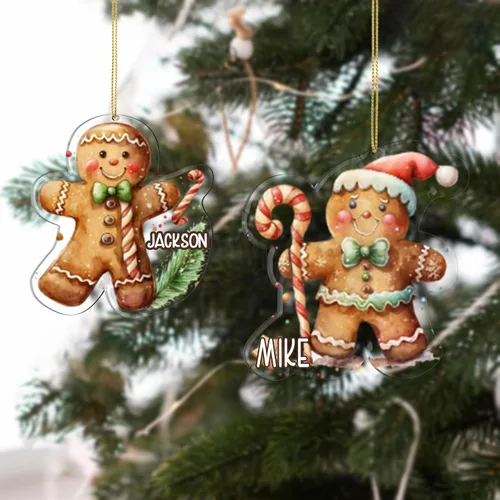 Vista 3 de Nazenti Adorno navideño de jengibre para niños, adorno familiar personalizado de galleta de jengibre, adorno de Navidad para niños, bonito lote