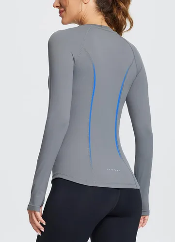 Vista 2 de BALEAF Women's Long Sleeve Workout Tops Compression Running Shirts Fitted Athletic Warm Thumbholes Quick Dry Stretch Yoga