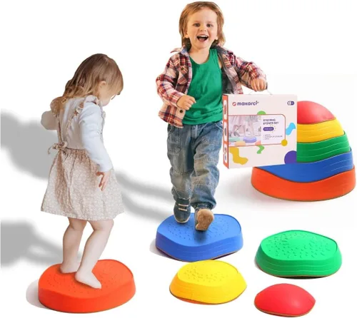 Vista 7 de makarci Piedras de Equilibrio para Niños, 10 Piezas Juguetes Preescolares que Promueven Habilidades de Equilibrio y Coordinación, Juego