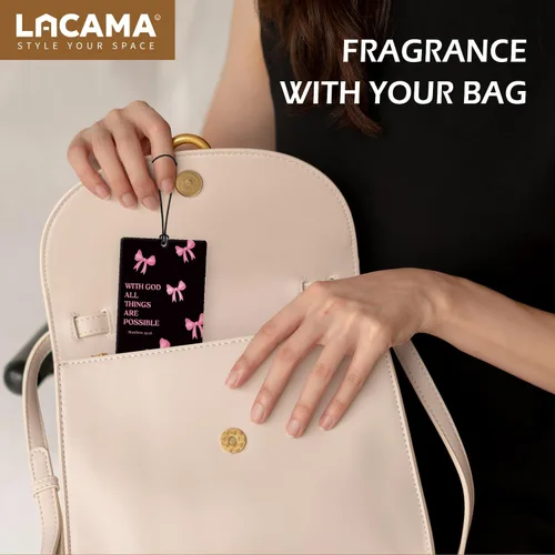 Vista 5 de Lacama Ambientador cristiano para automóvil, 3 piezas, lazo rosa y negro, coqueta con versículo bíblico cristiano, ambientador para mujeres y niñas