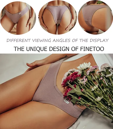 Vista 5 de FINETOO Ropa interior de algodón para mujer, sexy, elástica, de tiro bajo, hipster, suave, con cintura en V