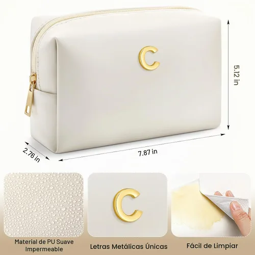 Vista 2 de Kigeli Initial Makeup Bag Gifts for Women Teen Girls Bridesmaid, C