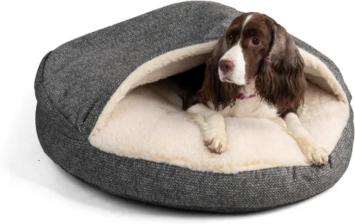 Vista 12 de Snoozer Cama de lujo de microsuede acogedora estilo cueva para mascotas, pequeña, antracita