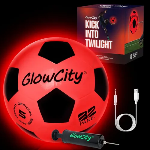 Vista 17 de GlowCity Balón de fútbol que brilla en la oscuridad - Tamaños 3, 4, 5 para niños, adolescentes y adultos - Balón de fútbol que se ilumina con 2