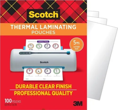 Vista 12 de Fundas térmicas de Scotch, de 5 mil, 8.9 x 11.4 pulgadas Paquete de 50 Ultra Clear Laminating Pouches for Kids Artwork, Labeling, Certificates