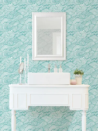 Vista 3 de NuWallpaper NUS4164 Saybrook - Papel tapiz para despegar y pegar, color verde azulado