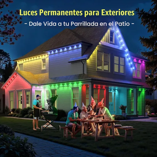 Vista 5 de Luces al aire libre permanentes 50ft RGB+IC alero luces para casa
