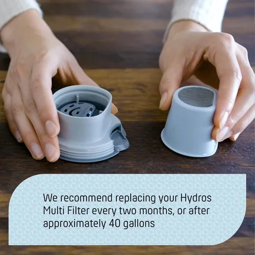 Vista 2 de Hydros Paquete de 2 recambios de filtro, tecnología patentada Fast Flo, filtros de agua de repuesto para jarras Hydros y botellas, filtros de 40