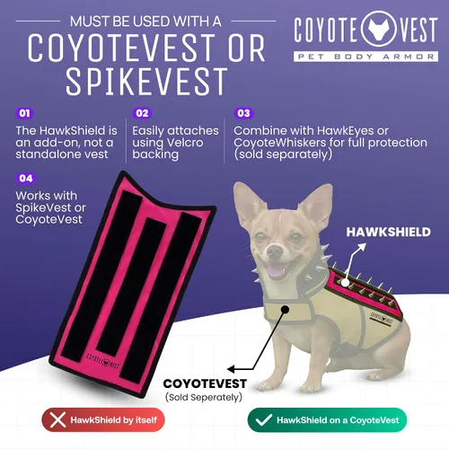 Vista 3 de HawkShield - Almohadilla para CoyoteVest o chaleco de espigas, chaleco de arnés protector para perro, complemento para proteger a tu mascota de aves