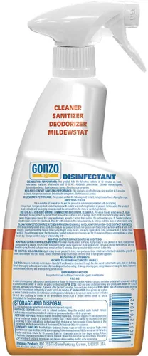 Vista 2 de Gonzo - Spray desinfectante y limpiador multiusos, 24 onzas (paquete de 2) cítricos, eliminador de olores, desinfectante, restauración de daños por